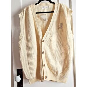 NWT HALEY made in USA scioto invitational ivory knit‎ cardigan vest Sz XL